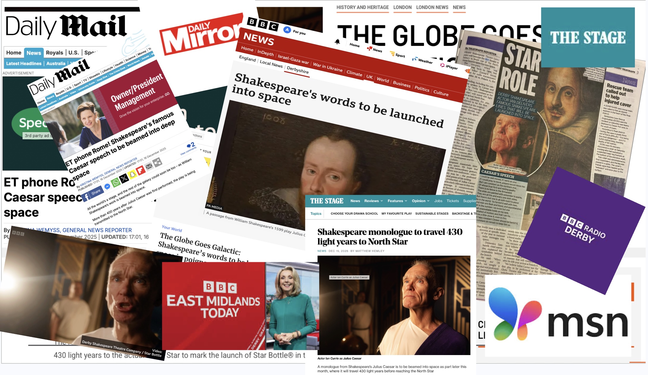 Media coverage collage supplied for Star Bottle.